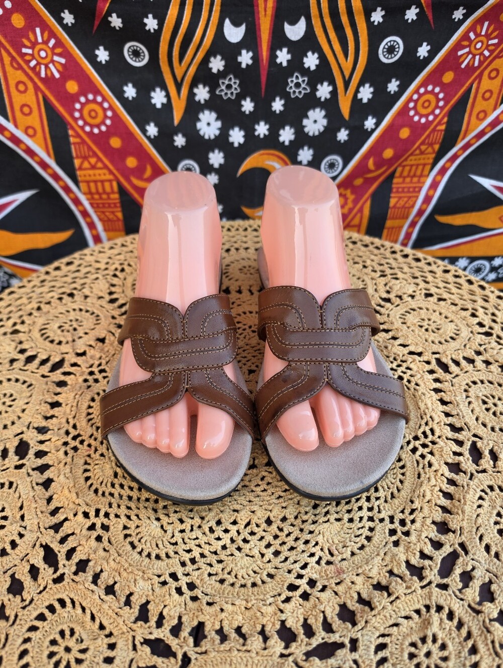Croft & Barrow Carla Tan Brown Slide Sandals Women’s 8.5 M Comfort